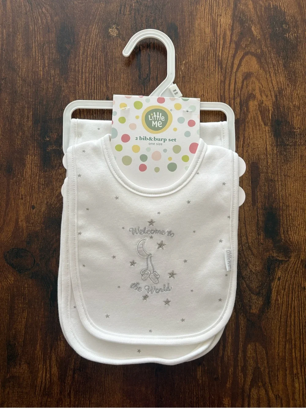 Little Me Baby Bib & Burp Cloth Set Infant Unisex Welcome to the World Gift Set